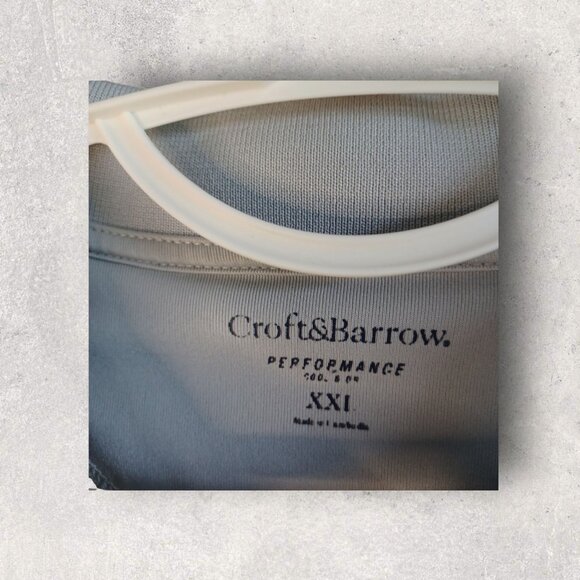 Croft & Barrow Men's Performance Polo Gray with darker gray stripes size XXL - Picture 3 of 3